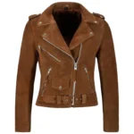 Women Biker Suede Jacket - thecreativeleather.com