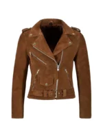 Women Biker Suede Jacket - thecreativeleather.com