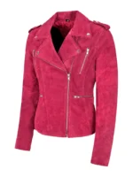 Fuchsia Pink Suede Leather Jacket