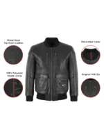 Gerard 7952 Retro-Style Black Flight Bomber Leather Jacket for Men (7)