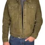 Goat Suede GREEN Jacket (1) - the creative leather.com