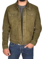 Goat Suede GREEN Jacket (1) - the creative leather.com