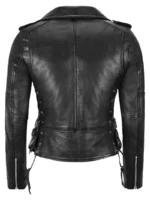 Gothic Slim Fit Real Leather Biker Jacket with Side Lacing for Stylish Women (3)