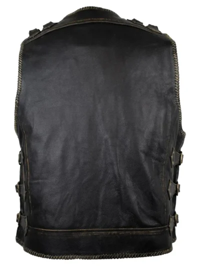 Handmade Men’s Genuine Leather Biker Vest Vintage Waistcoat (1)