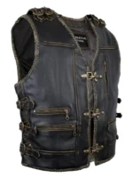 Handmade Men’s Genuine Leather Biker Vest Vintage Waistcoat (2)
