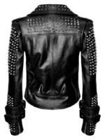 Handmade Women Black Studded Leather Jacket (1)