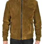 Mens Khaki Suede Leather jacket