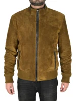 Mens Khaki Suede Leather jacket