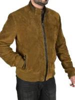 Mens Khaki Suede Leather jacket
