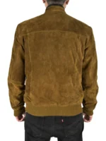 Mens Khaki Suede Leather jacket back side