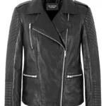Ladies Quilted Biker Leather Jacket