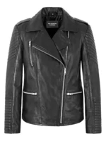 Ladies Quilted Biker Leather Jacket