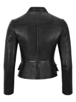 Ladies Black New Slim Fit Classic Collared Real Leather Jacket 3819 (1)