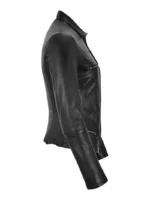 Ladies Black New Slim Fit Classic Collared Real Leather Jacket 3819 (2)