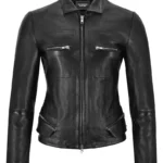 women's black genuine leather