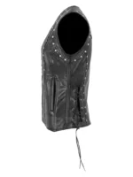 Ladies Black Studded Real Leather Sleeveless Punk Waistcoat Retro Vest Kristin (2)