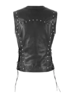 Ladies Black Studded Real Leather Sleeveless Punk Waistcoat Retro Vest Kristin (3)