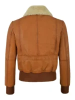 Ladies Fur Collar Bomber Leather Jacket