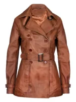 Ladies Brown Leather Coat