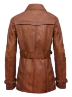 Ladies Brown Leather Coat back side