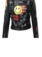 Ladies Printed Studded Biker Jacket (1)