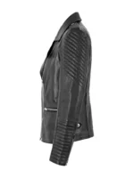 Ladies Quilted Biker Black Classic Casual Style Bella Leather Jacket (1)