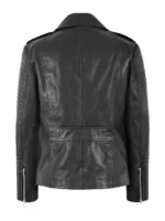 Ladies Quilted Biker Black Classic Casual Style Bella Leather Jacket (2)
