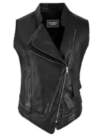 Lambskin Leather Black Waistcoat with Punk Biker Motorcycle Style (Model 7581) (1) - the creative leather