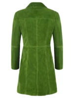Womens Classic Lime Green Suede Leather Trench Coat back side