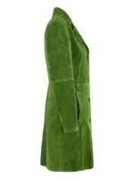 Womens Classic Lime Green Suede Leather Trench Coat