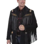 Mens Suede Fringe Jacket - front side