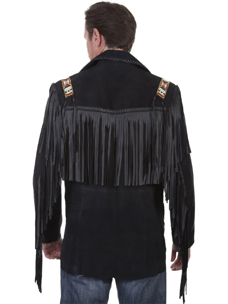 Mens Suede Fringe Jacket back side
