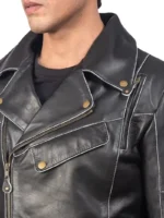 Men Cowhide Leather Motorcycle Jacket (2)