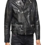 Men printed Biker Leather Jacket