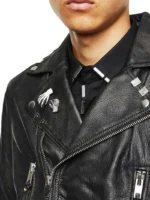 Men Graphic Print Biker Leather Jacket