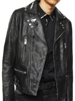 Men Graphic Print Biker Leather Jacket