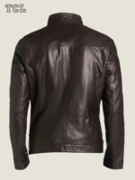 Dark Brown Lambskin Leather Bomber Jacket for Men - Image 3