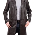 Men’s 34 Length Brown Leather Coat