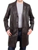 Men’s 34 Length Brown Leather Coat