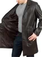 Men’s 34 Length Brown Leather Coat (2)