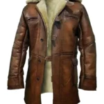 Mens Aviator Leather Trench Coat