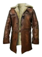 Mens Aviator Leather Trench Coat