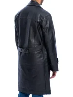 Mens Black Cow Hide Leather Trench Coat (3)