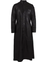Mens Black Full Length Leather Coat