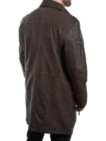 Mens Brown Leather Trench Coat (2)