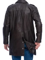 Mens Brown Leather Trench Coat (3)