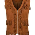 Men’s Brown Suede Fringe Cowboy Vest