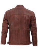 Mens Distressed Brown Leather Jacket back side