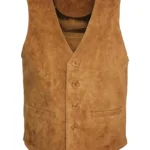 Mens Goat Suede Classic Smart Tan Leather Waistcoat