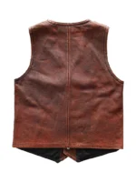 Mens Handmade Motorcycle Stylish Brown Leather Vest (1)